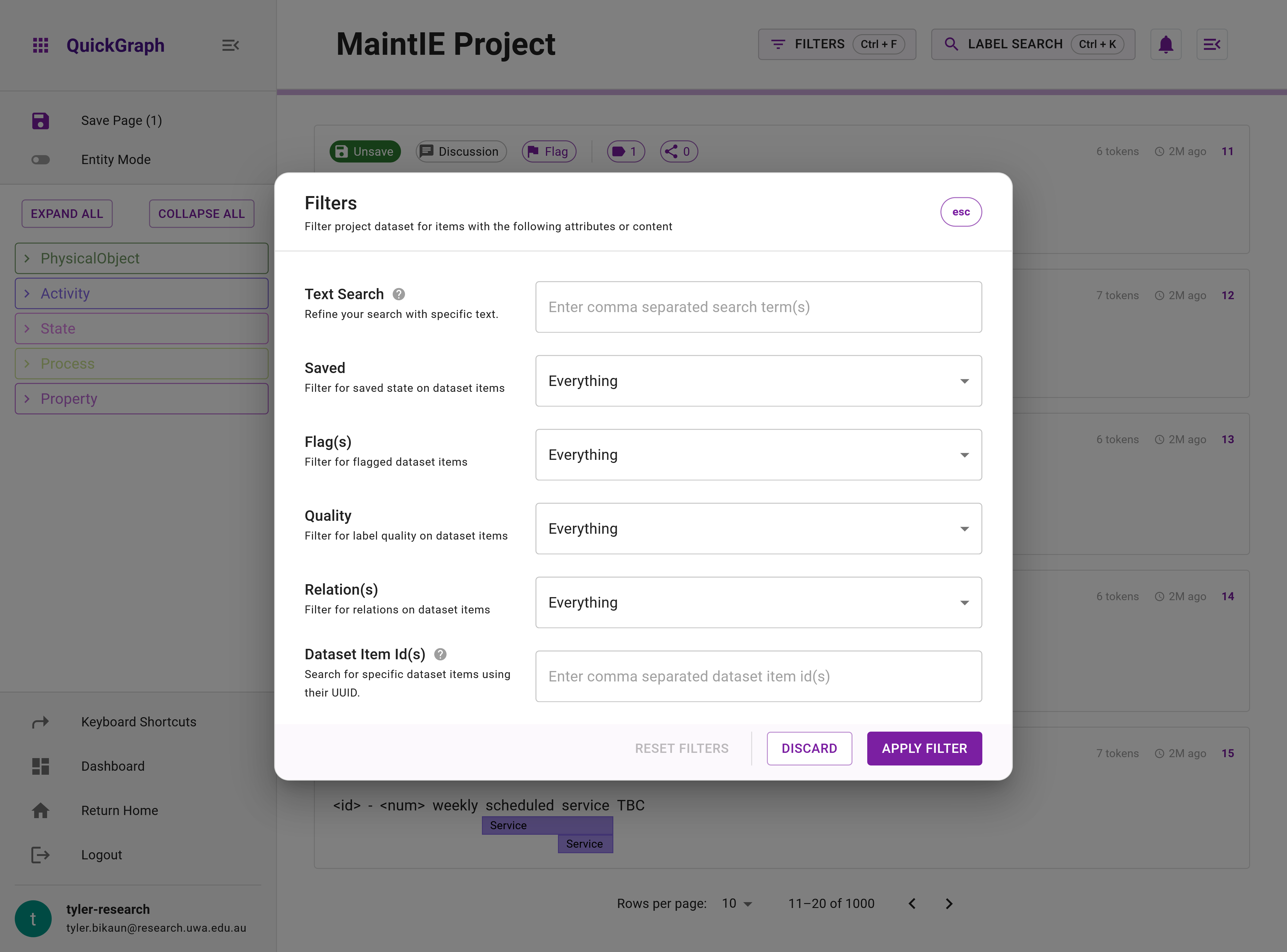 QuickGraph Annotation View - Filter