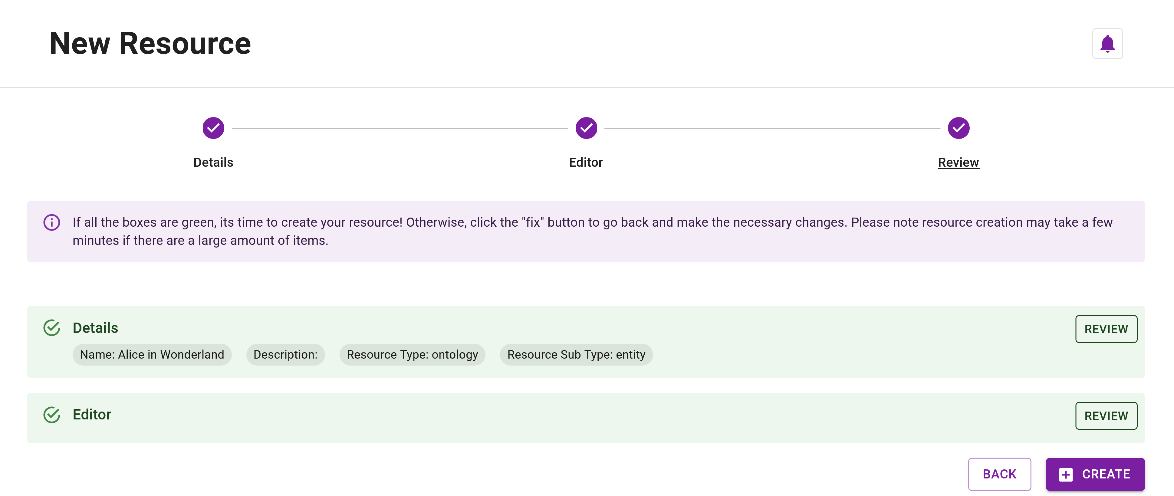 Tutorial Entity Resource Creation - Review