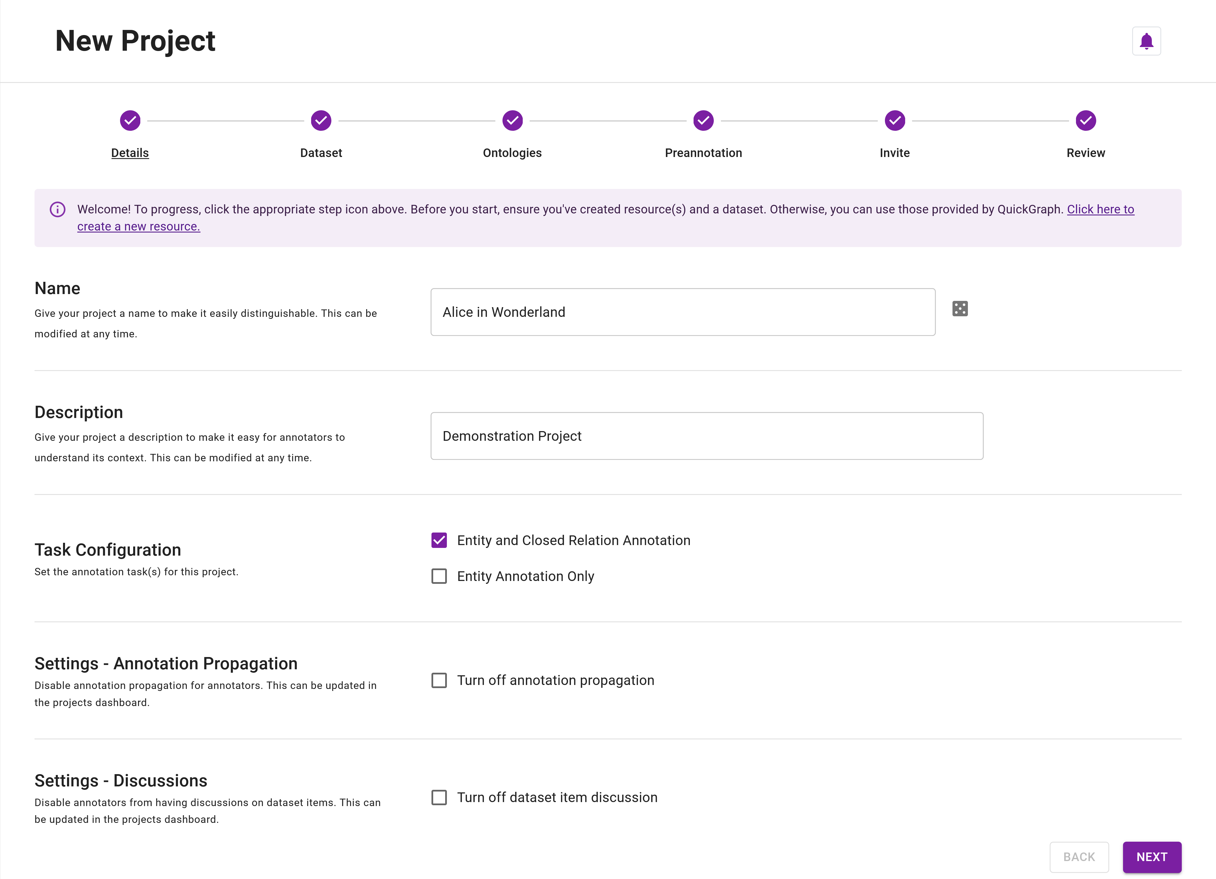 Tutorial Project Creation - Details