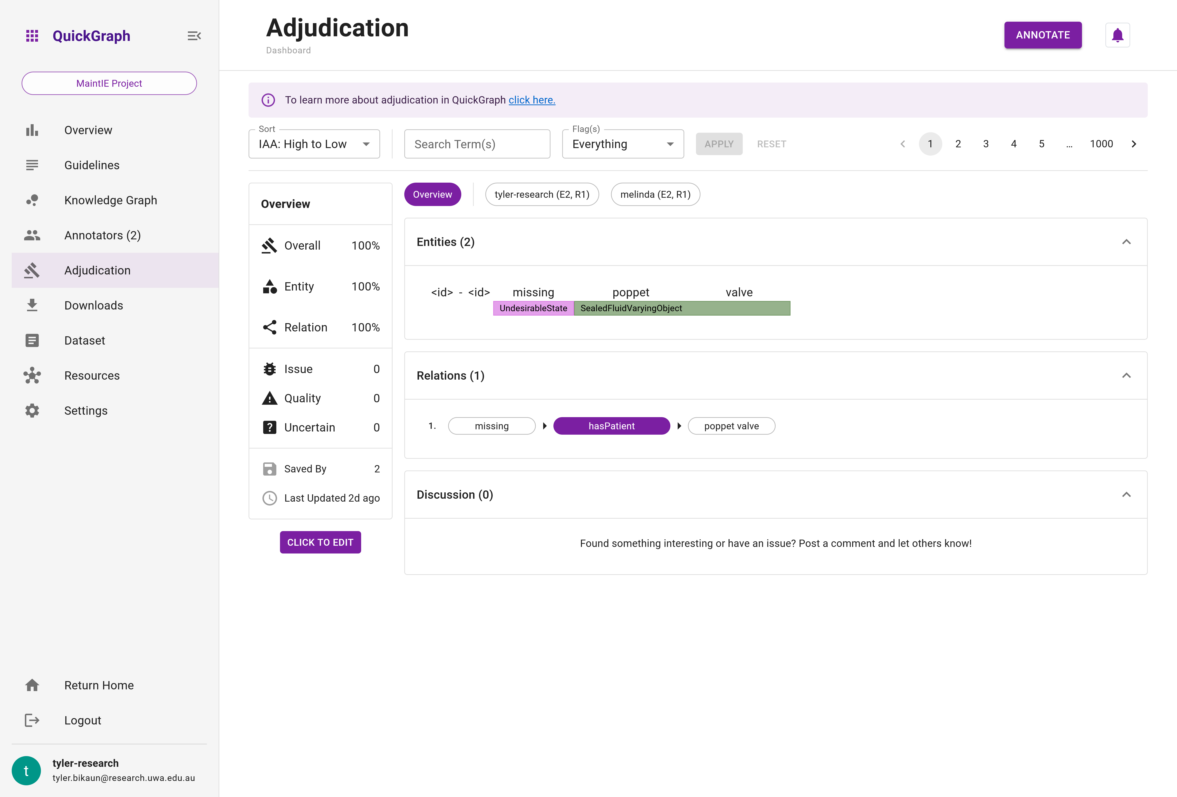 QuickGraph Dashboard Adjudication