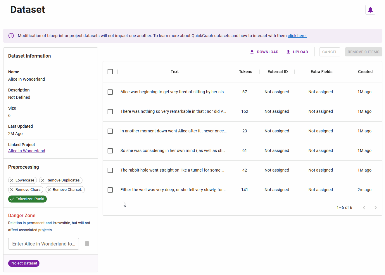 Advanced Tutorial - Demonstration of Removing a Dataset Item.