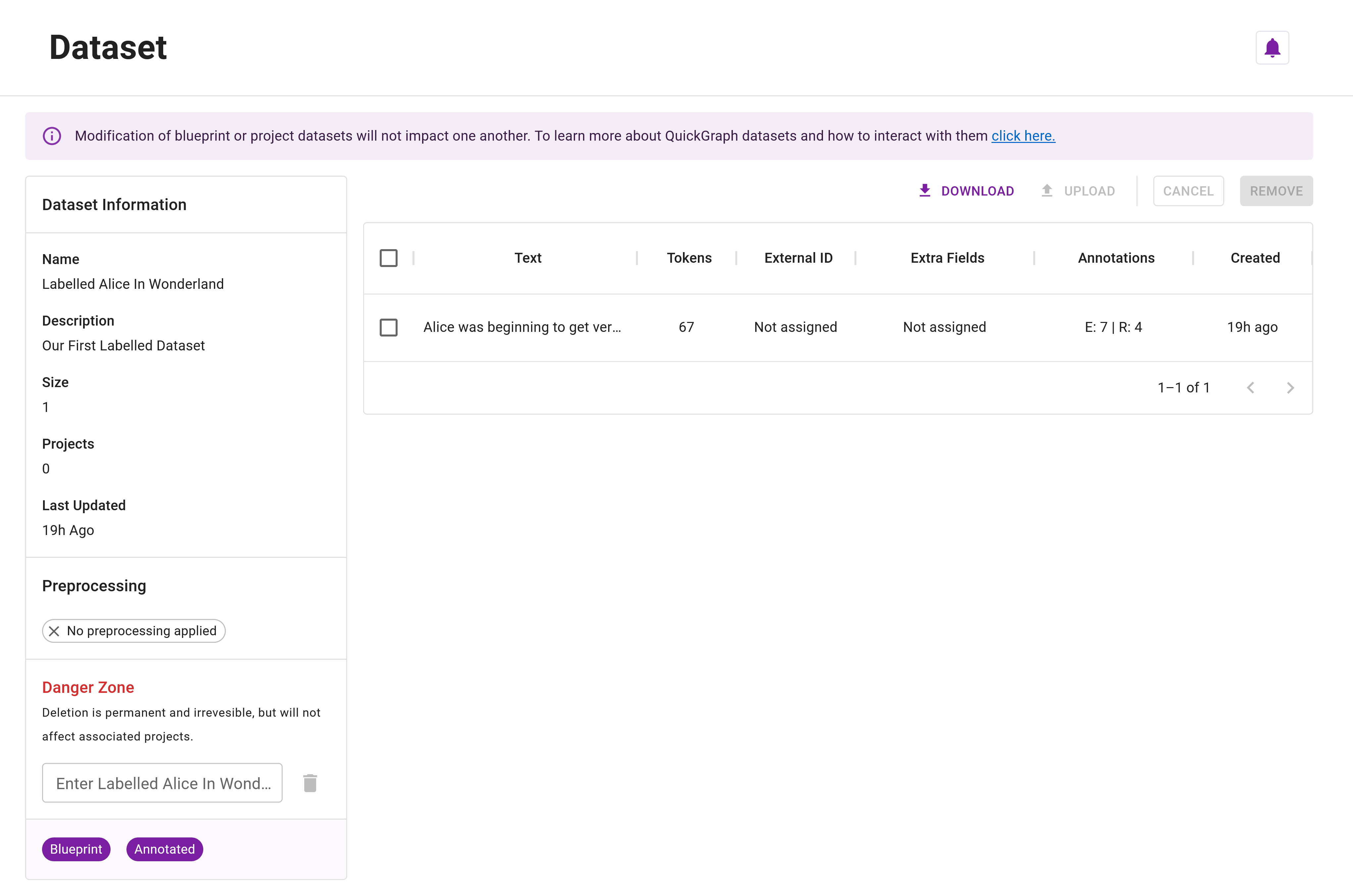 Advanced Tutorial (Preannotated Project) - Preannoated Dataset Management View